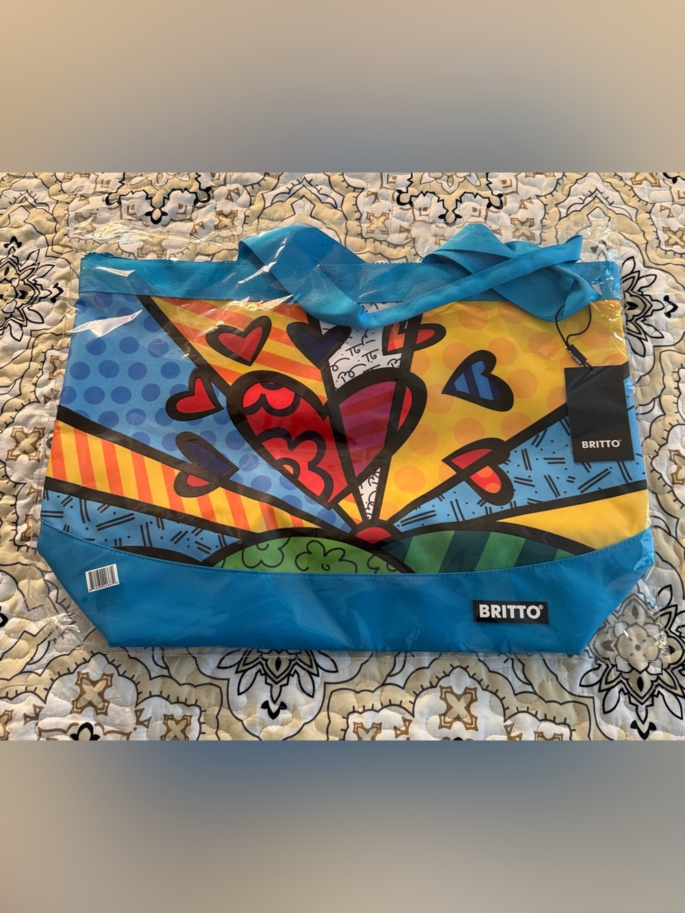 Romero Britto Tote Bag New Day NWT original packaging Miami gallery